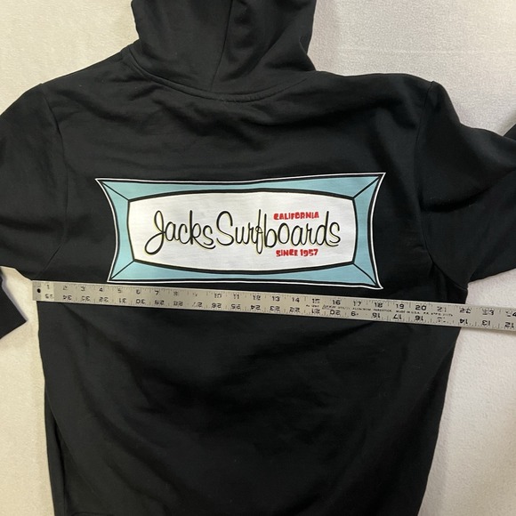 Jacks Surfboards Hoodie Men's Medium Black Surfing Sweatshirt - Picture 4 of 6